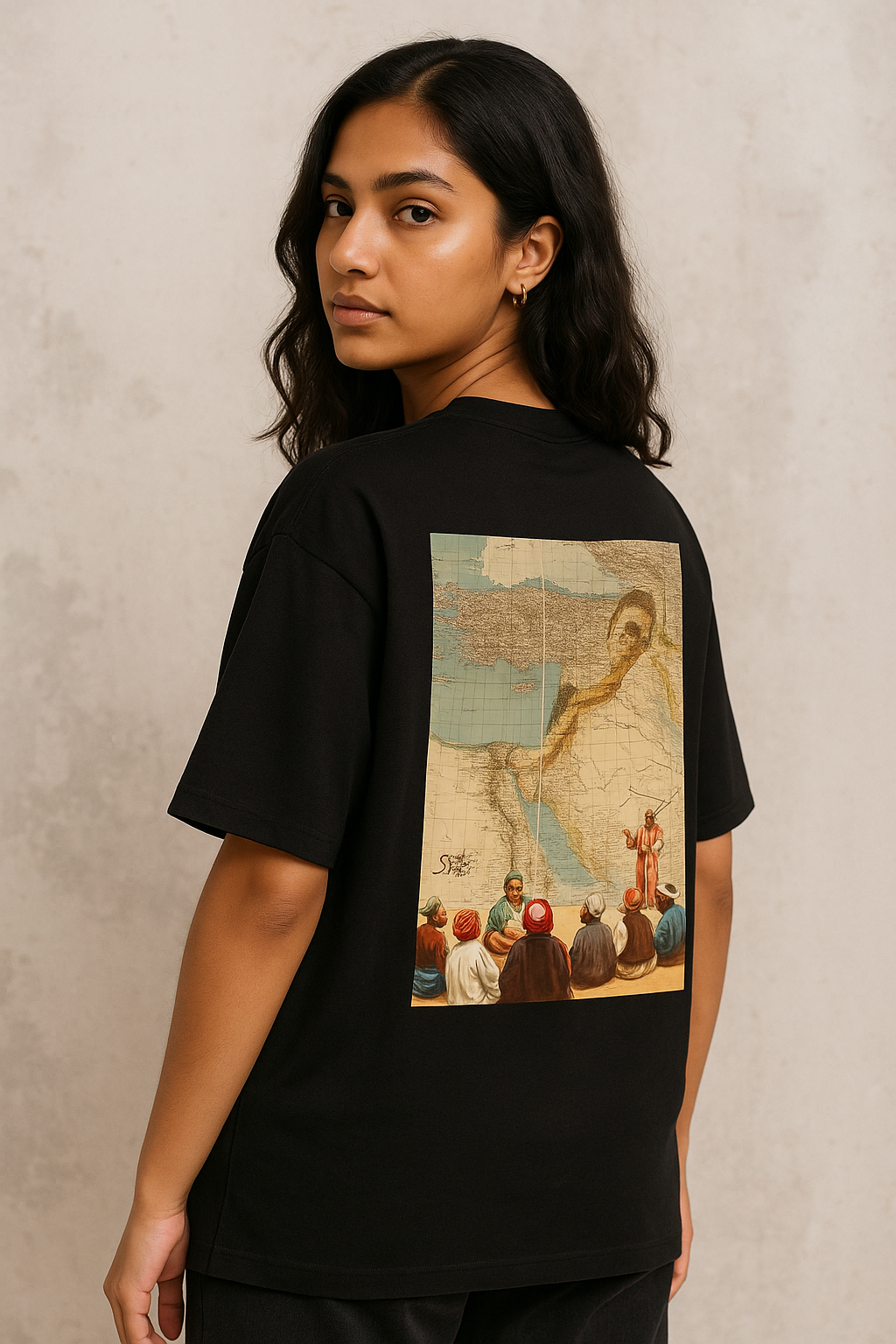 Oversized Tee – Vintage Map Back Graphic